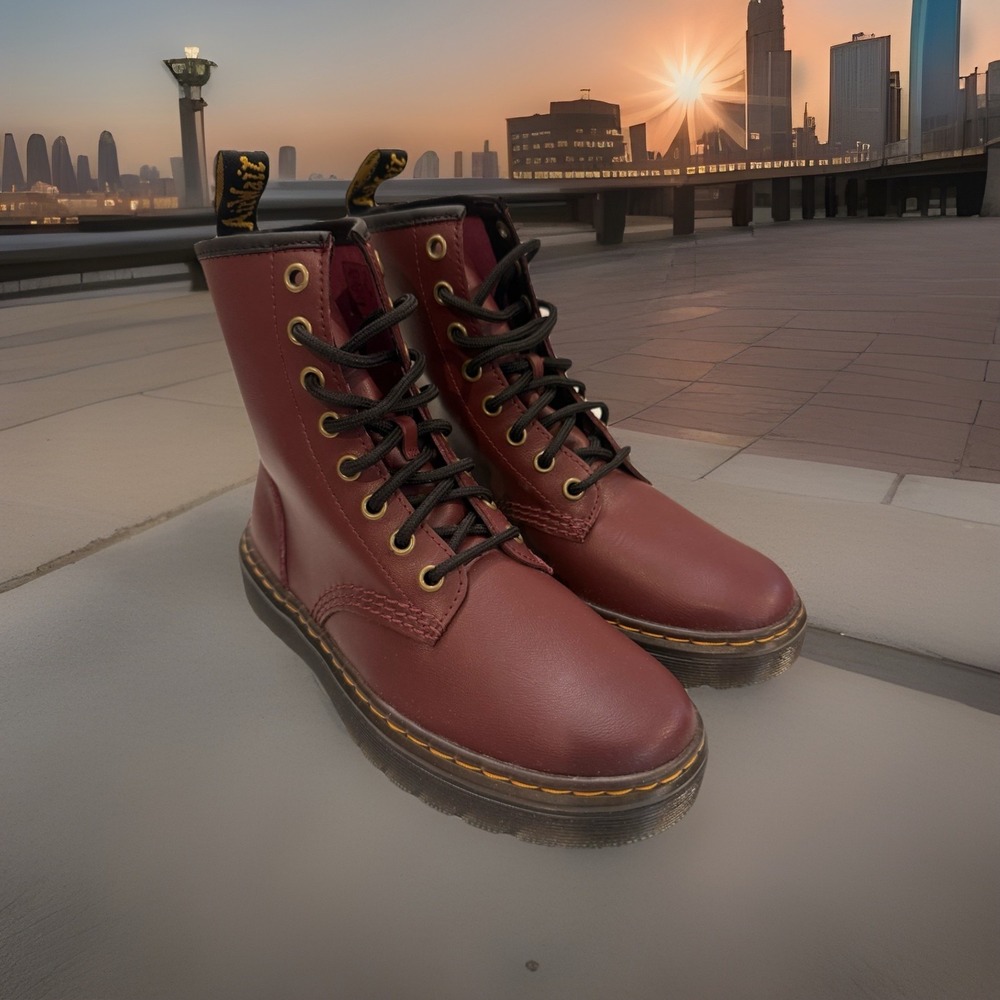 Dr. Martens Womens Boots Burgundy Size 6  Doc Marten Lace Up Oxblood Zavala NEW